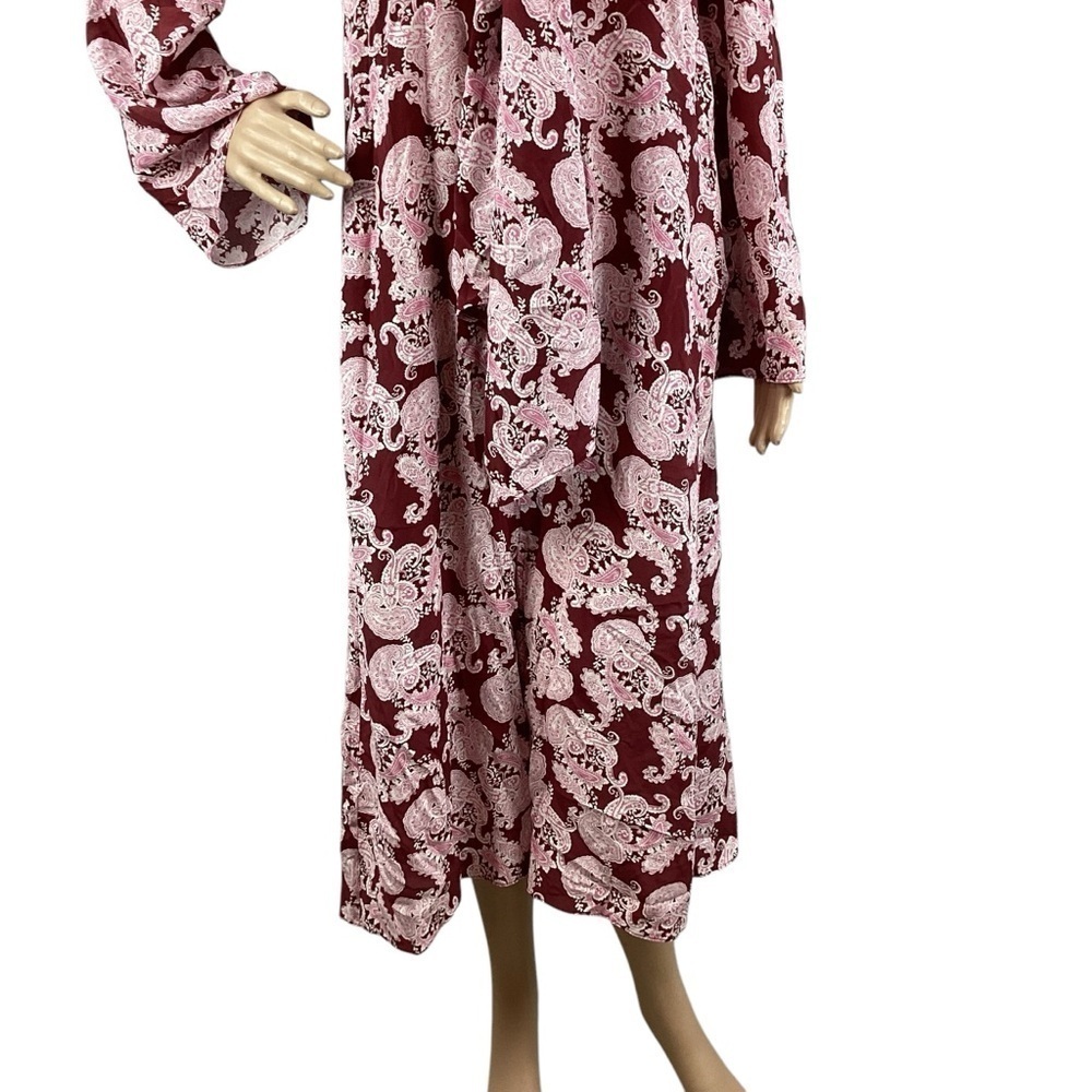 Equipment Femme Julianne 100% Silk Paisley Midi Dress Size S Burgundy Pink - Picture 3 of 8